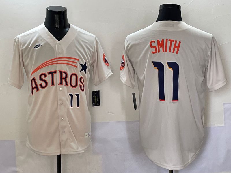 Men Houston Astros #11 Smith Cream Five generations Joint Name 2025 Nike MLB Jersey style 4->houston astros->MLB Jersey